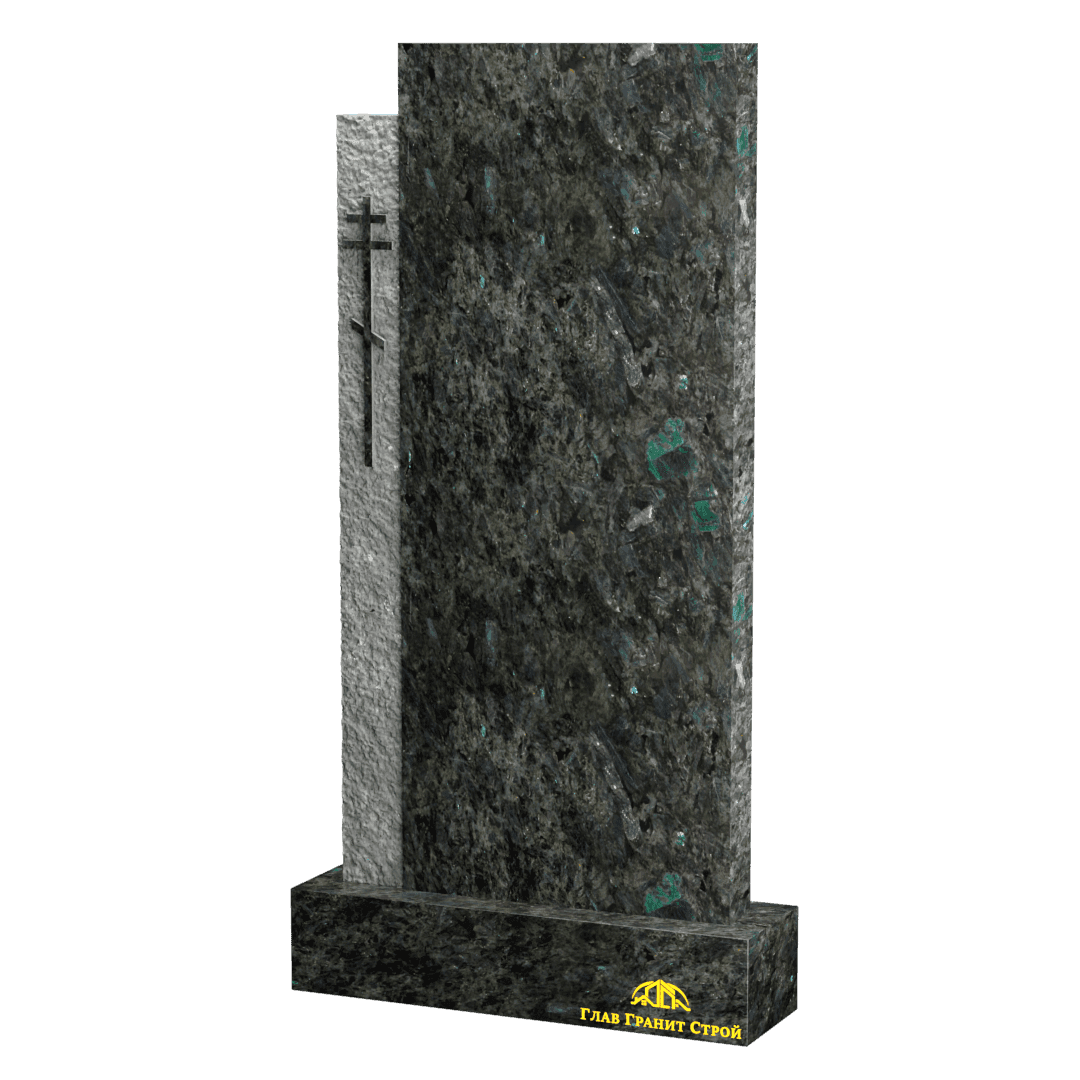 В06-09 Стела из лабрадорита с крестом слева