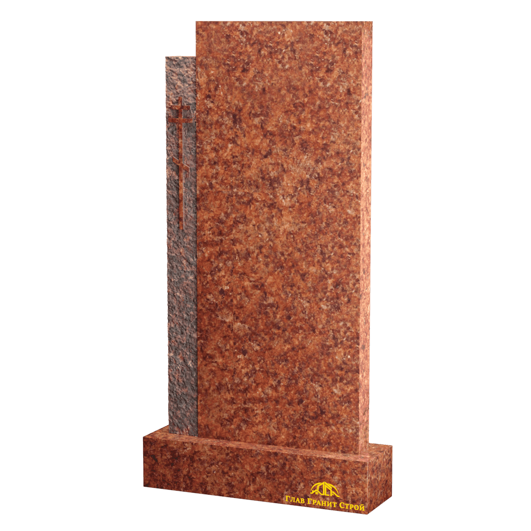 В06-09 Стела из лезниковского гранита с крестом слева