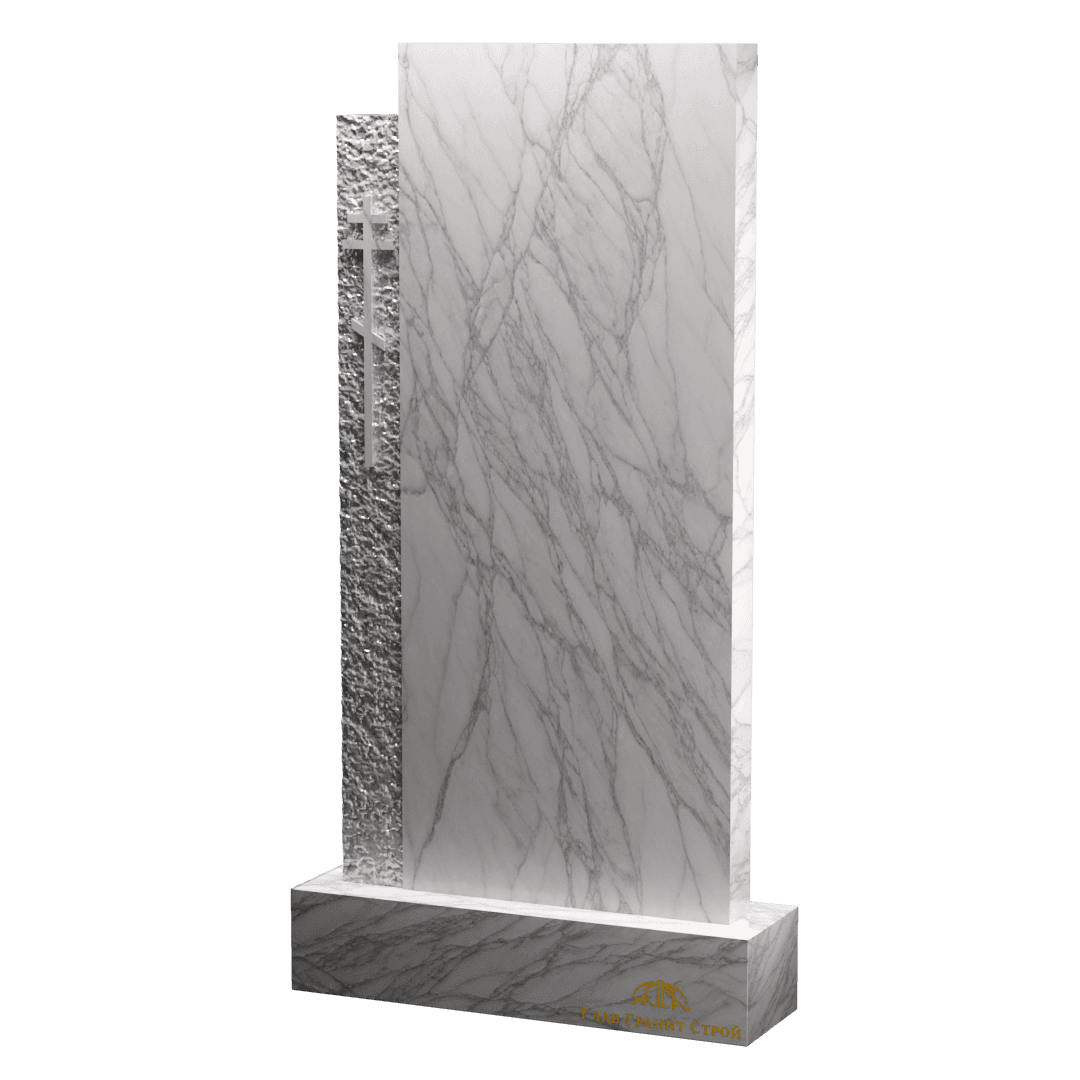 В06-09 Стела из мрамора с крестом слева