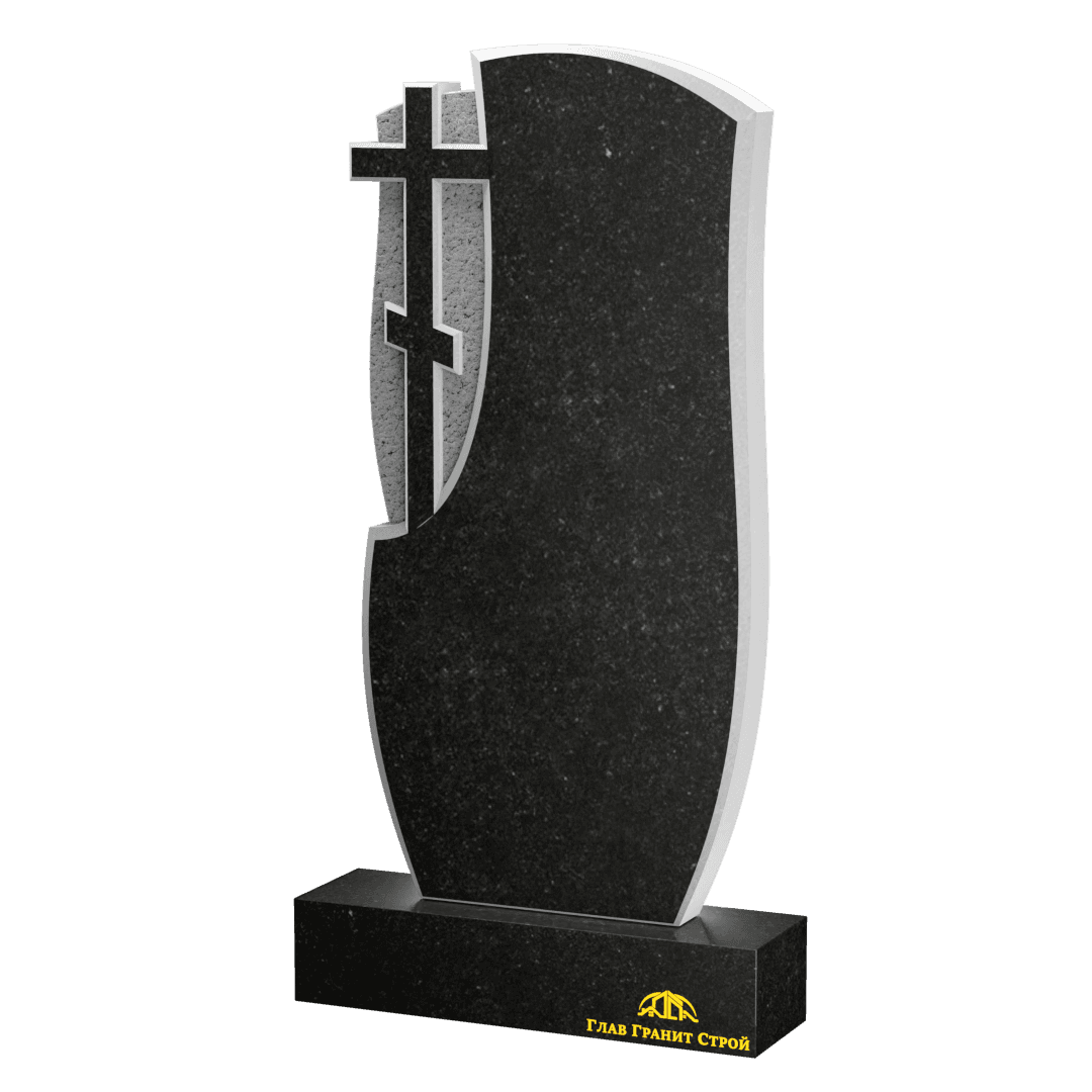 В06-10 Стела из габбро-диабаза с плавными гранями и крестом