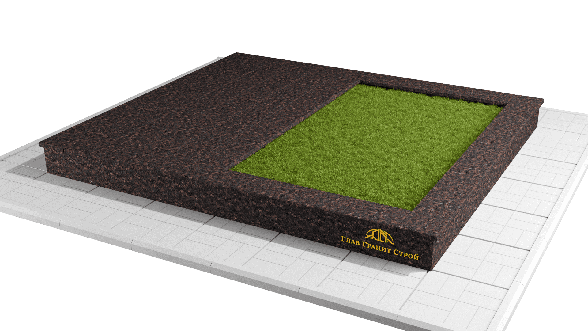 Облицовка по периметру и половины участка — cladding-perimeter-half::Тротуарная плитка - 25 000 р.::Дымовский::Гранитные полосы::Искусств. газон