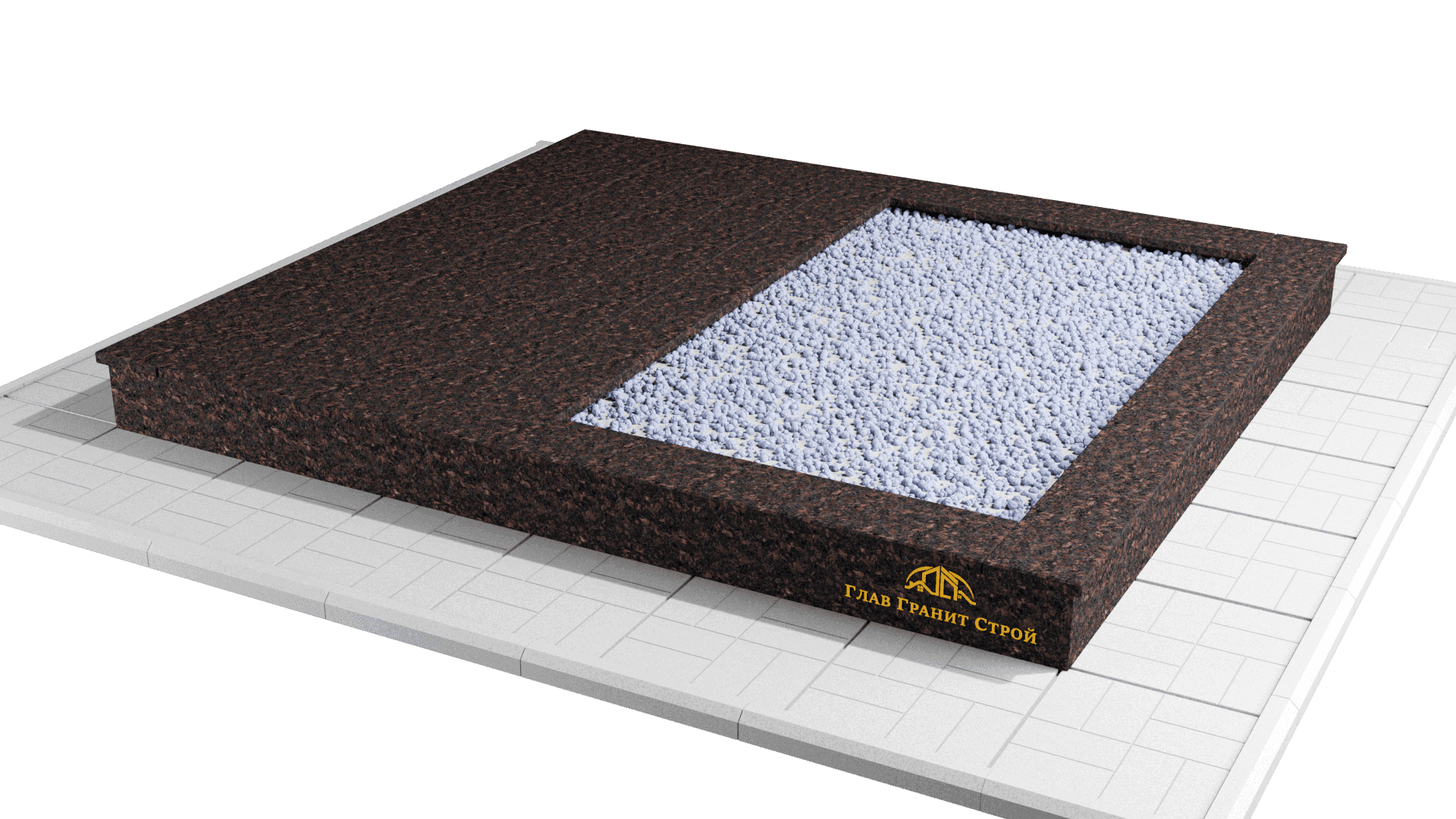 Облицовка по периметру и половины участка — cladding-perimeter-half::Тротуарная плитка - 25 000 р.::Дымовский::Гранитные полосы::Мраморная крошка