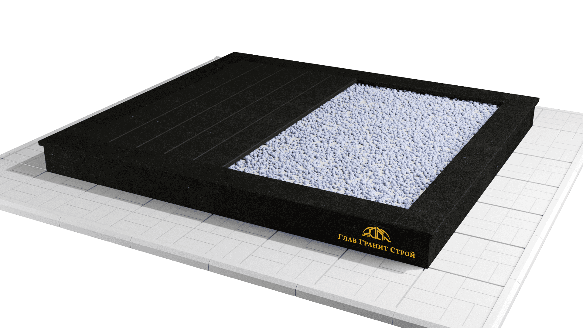 Облицовка по периметру и половины участка — cladding-perimeter-half::Тротуарная плитка - 25 000 р.::Габбро-диабаз::Гранитные полосы::Мраморная крошка