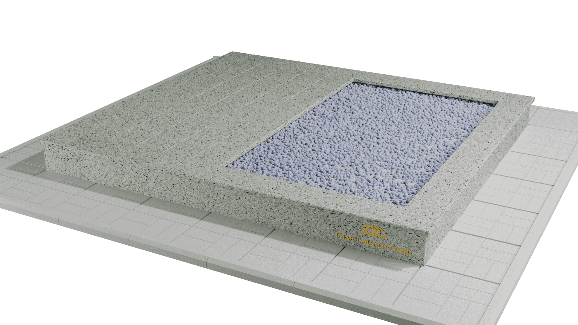 Облицовка по периметру и половины участка — cladding-perimeter-half::Тротуарная плитка - 25 000 р.::Мансуровский::Гранитные полосы::Мраморная крошка