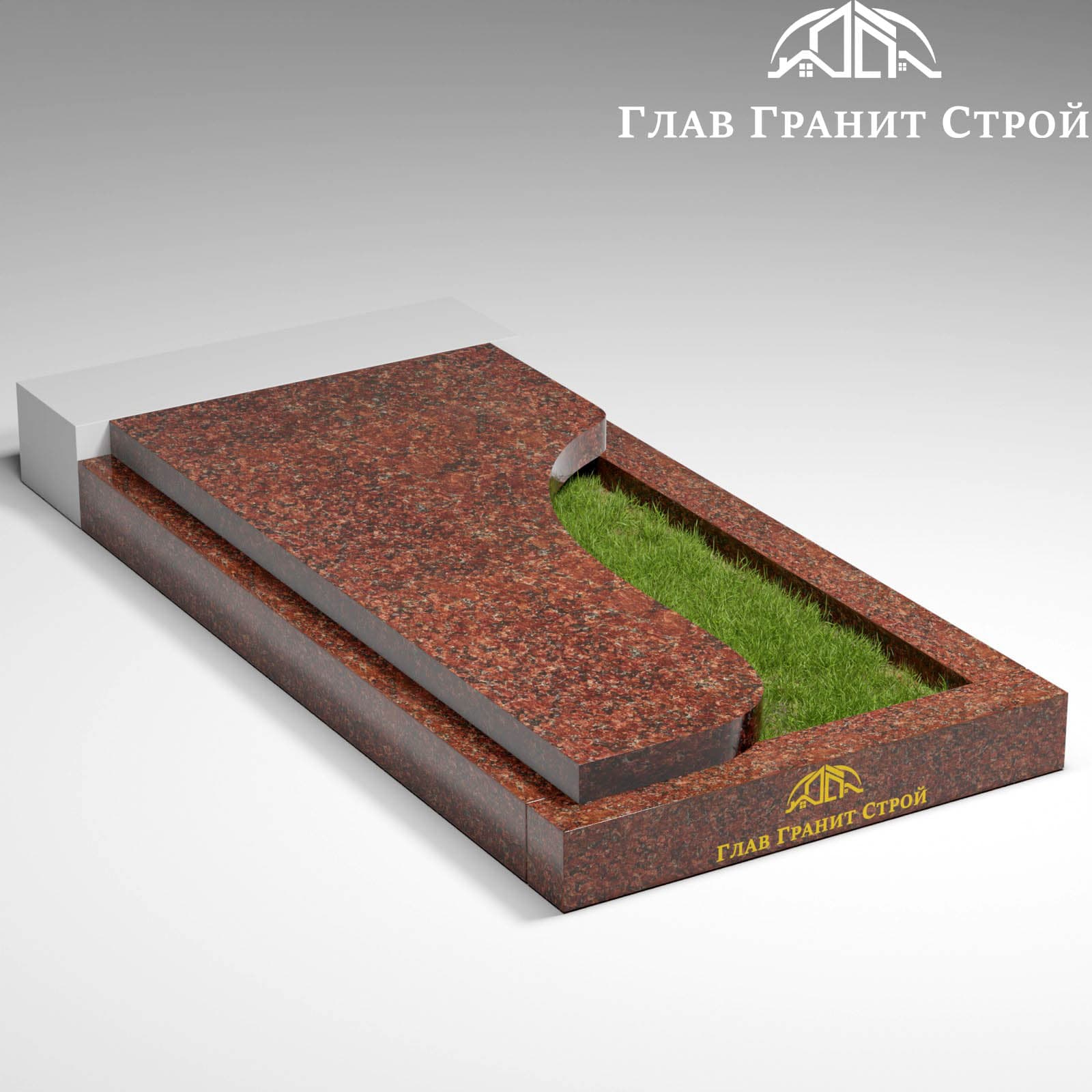 Надгробная плита с фигурным вырезом — Капустинский гранит