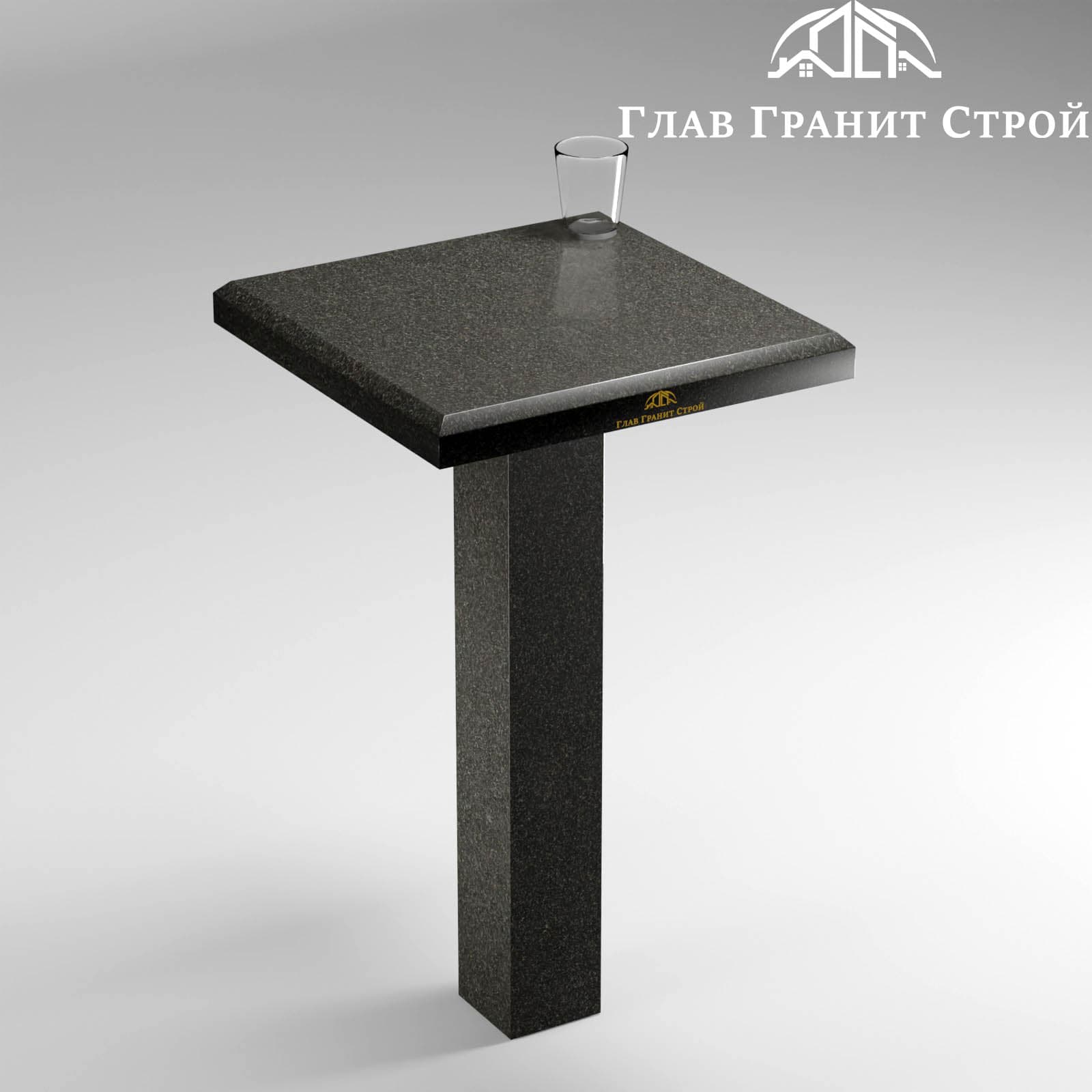 Стол четырехугольный на одной ножке — Карельский габбро-диабаз