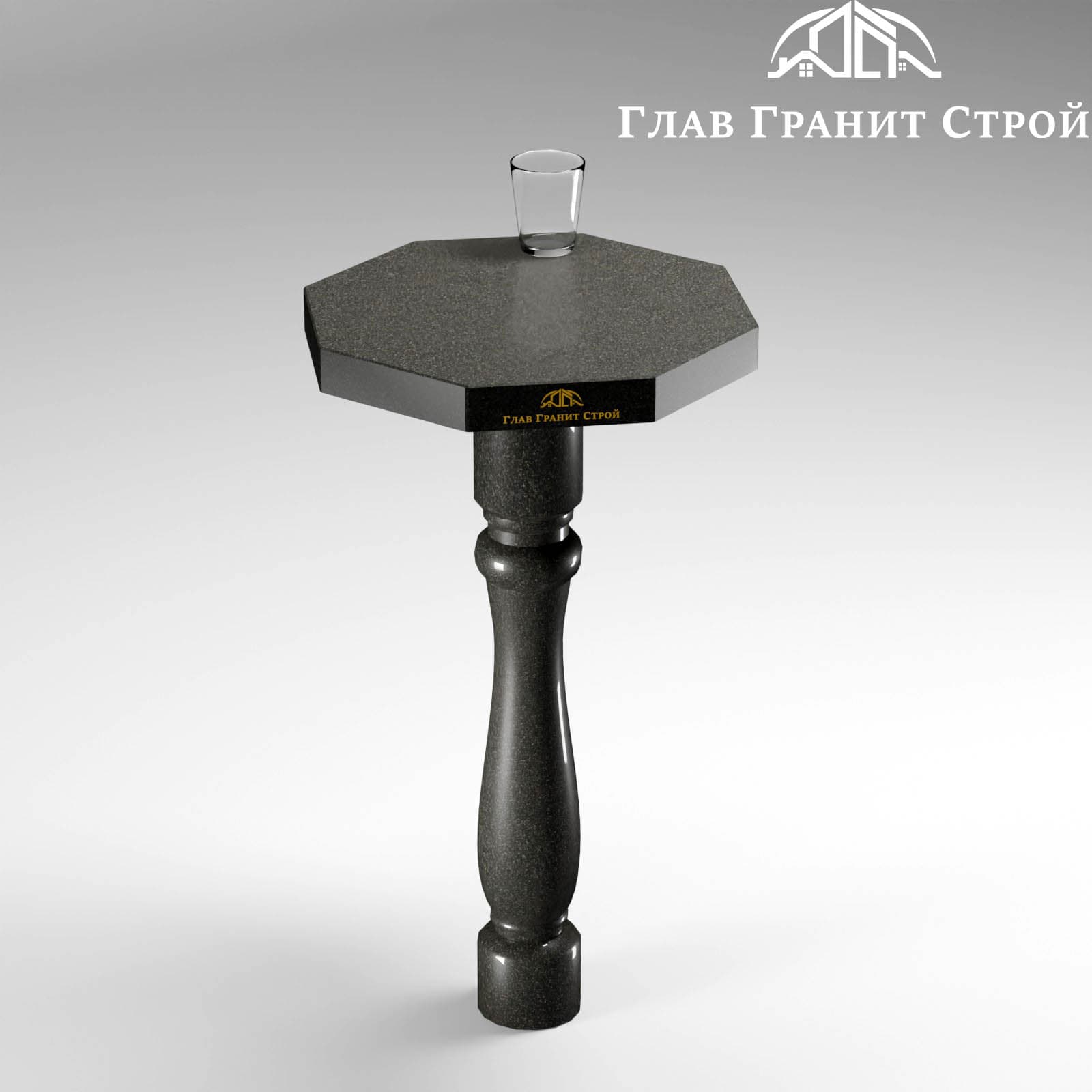 Стол шестиугольный на одной ножке — Карельский габбро-диабаз