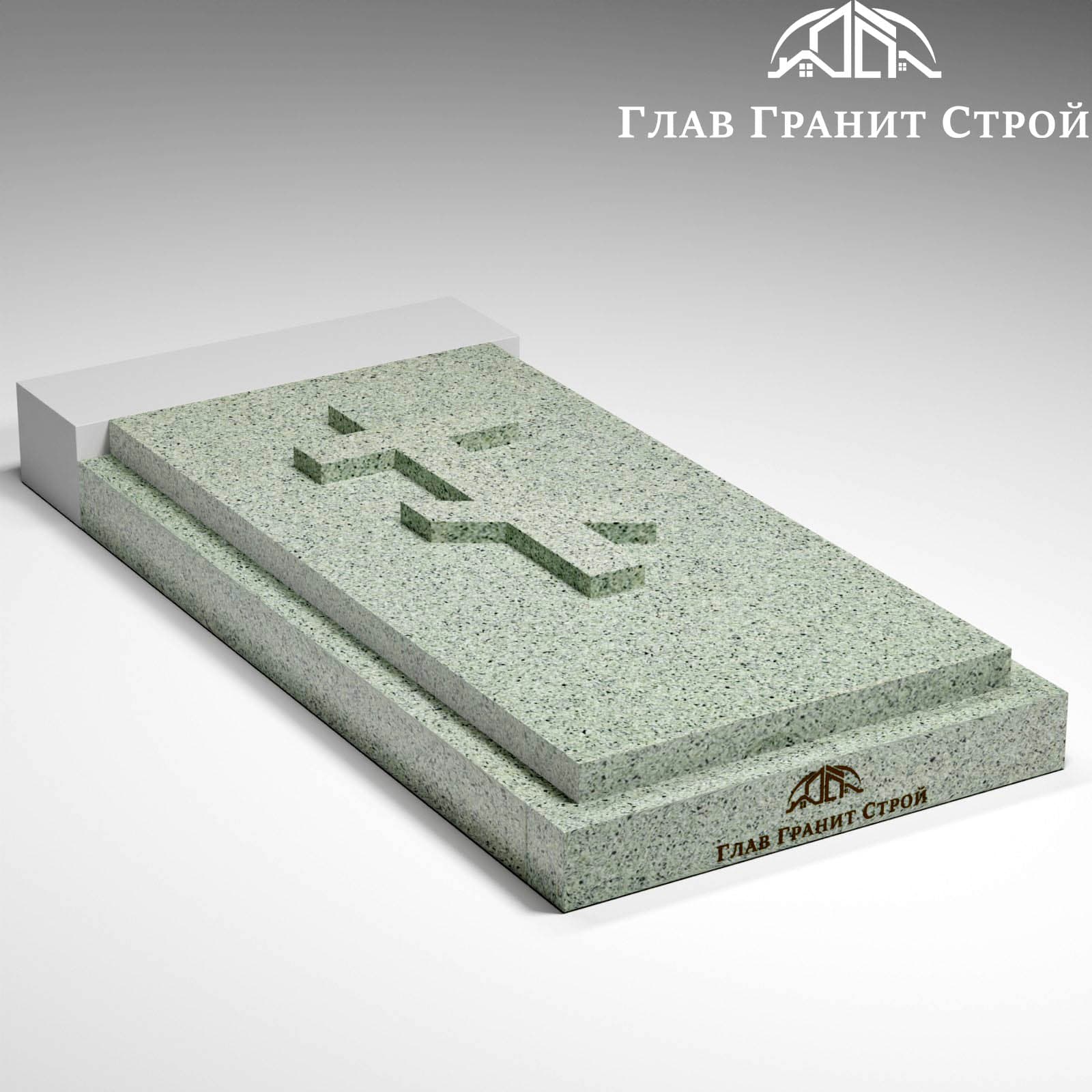 Надгробная плита с накладным крестом — Мансуровский гранит