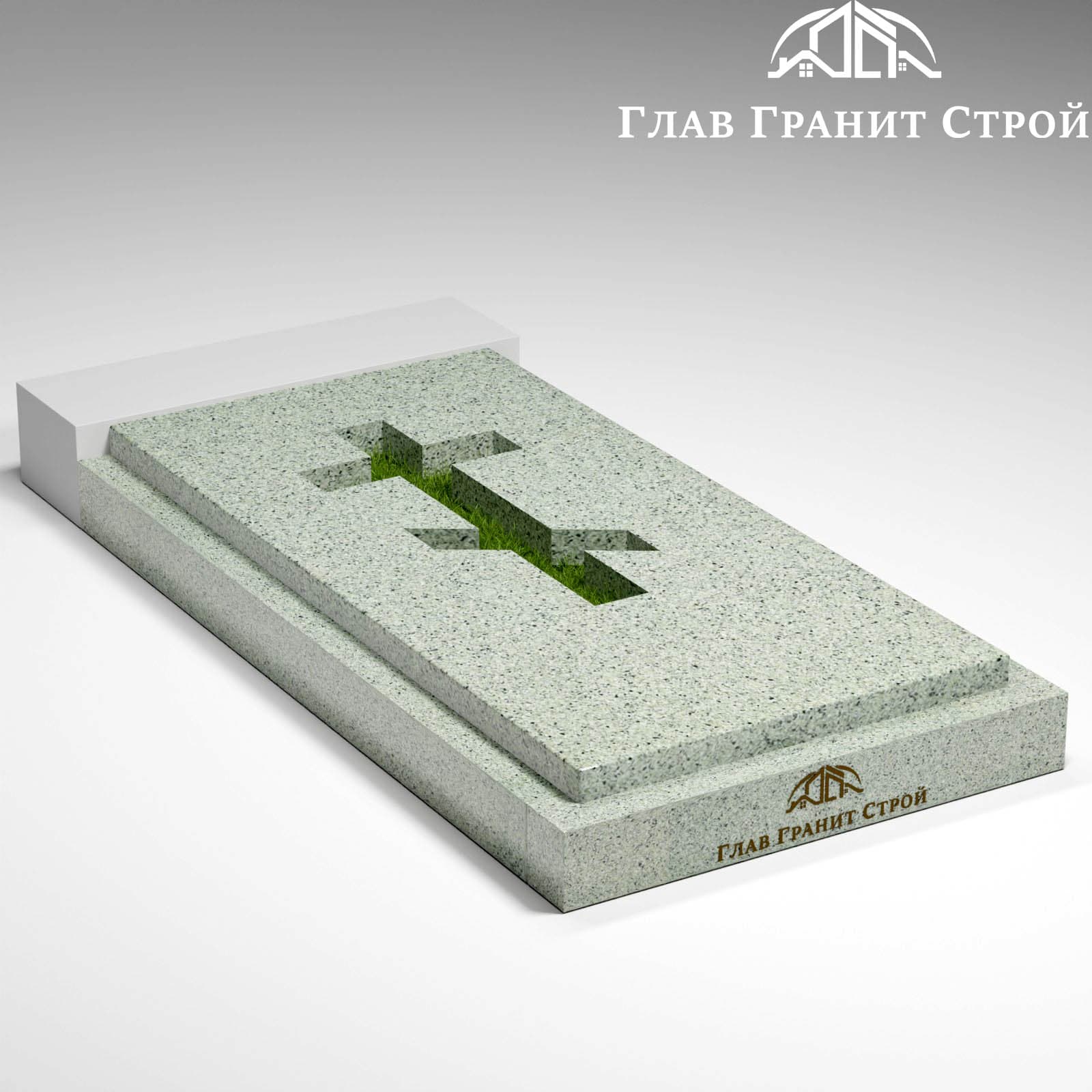 Надгробная плита с вырезанным крестом — Мансуровский гранит