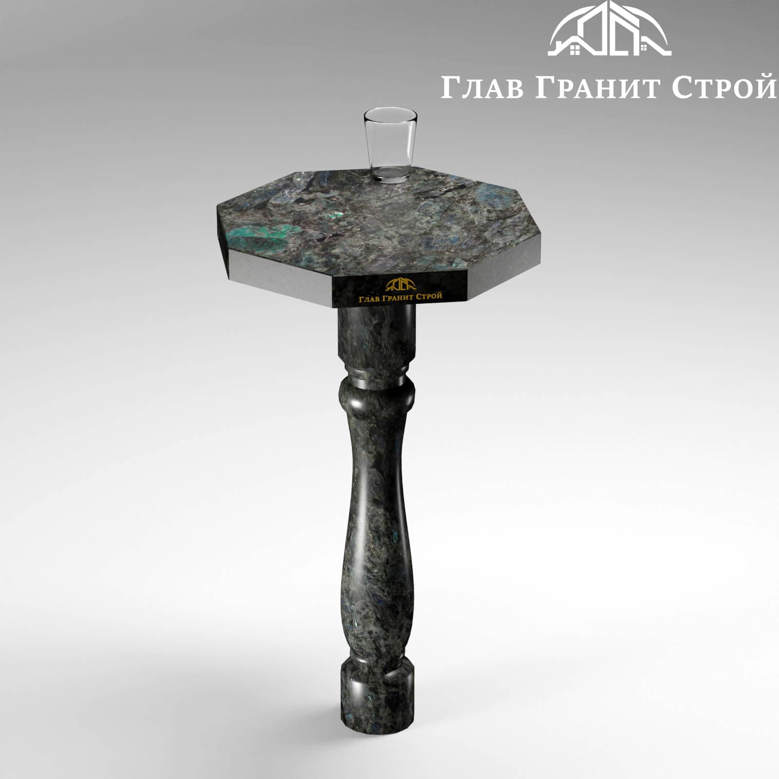 Стол шестиугольный на одной ножке — Лабрадорит